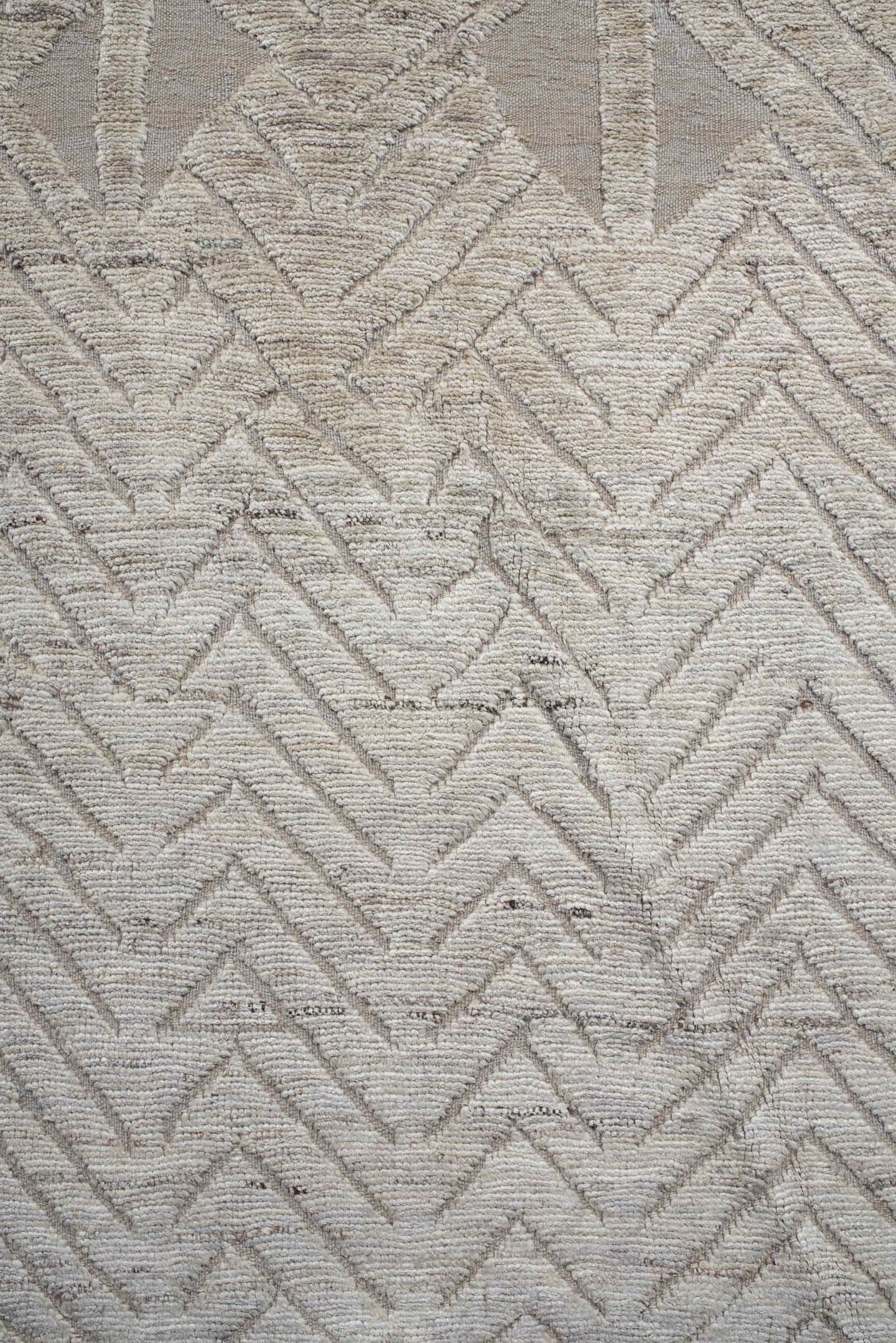 3' x 10' one-of-a-kind handmade vintage Tulu runner rug. Color palette: ivory, cream, taupe, beige, light gray, gray