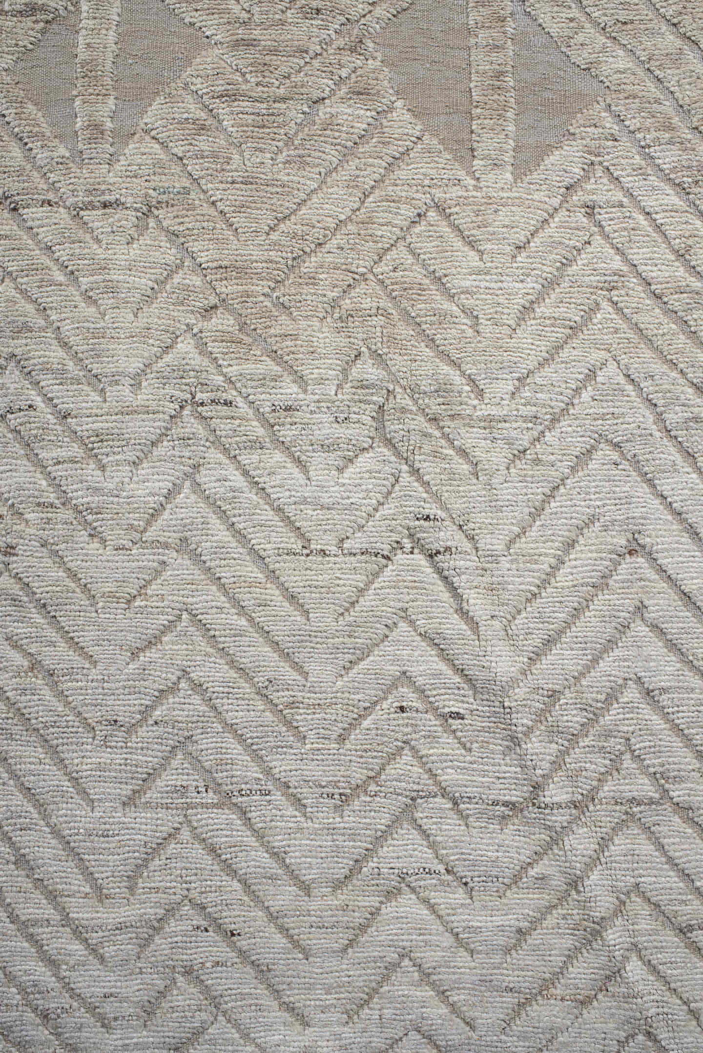 3' x 10' one-of-a-kind handmade vintage Tulu runner rug. Color palette: ivory, cream, taupe, beige, light gray, gray