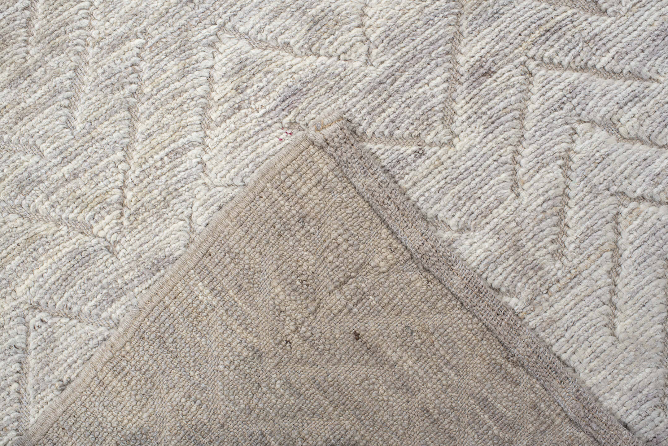 3' x 10' one-of-a-kind handmade vintage Tulu runner rug. Color palette: ivory, cream, taupe, beige, light gray, gray