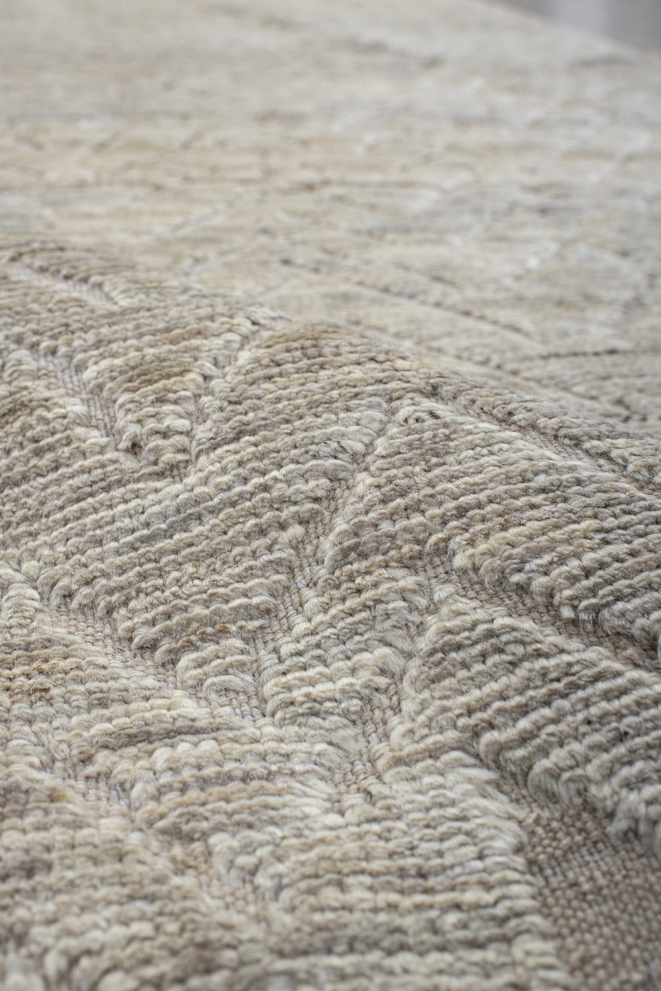 3' x 10' one-of-a-kind handmade vintage Tulu runner rug. Color palette: ivory, cream, taupe, beige, light gray, gray