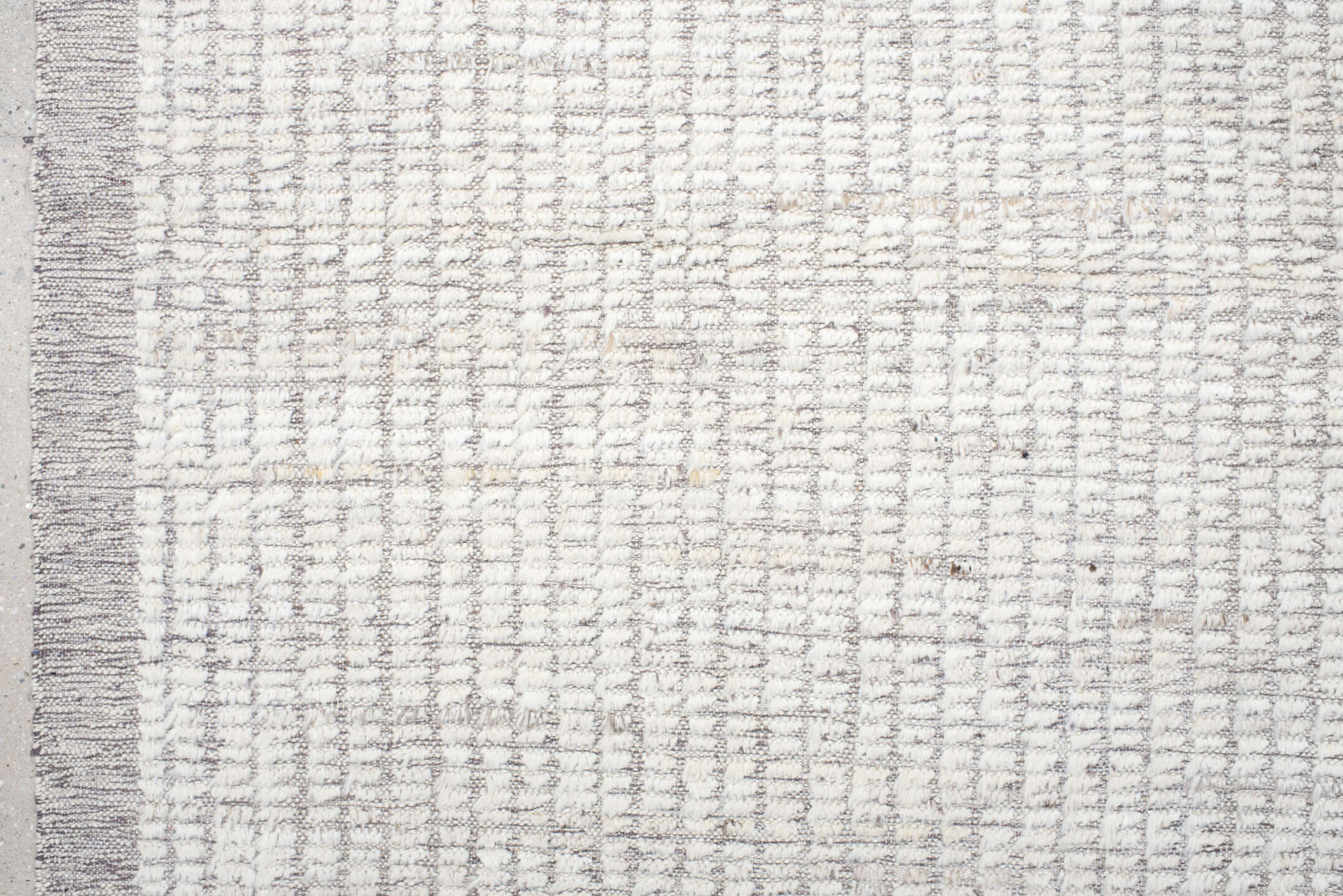 6' x 9' one-of-a-kind handmade vintage Tulu medium size rug. Color palette: ivory, gray, taupe, beige