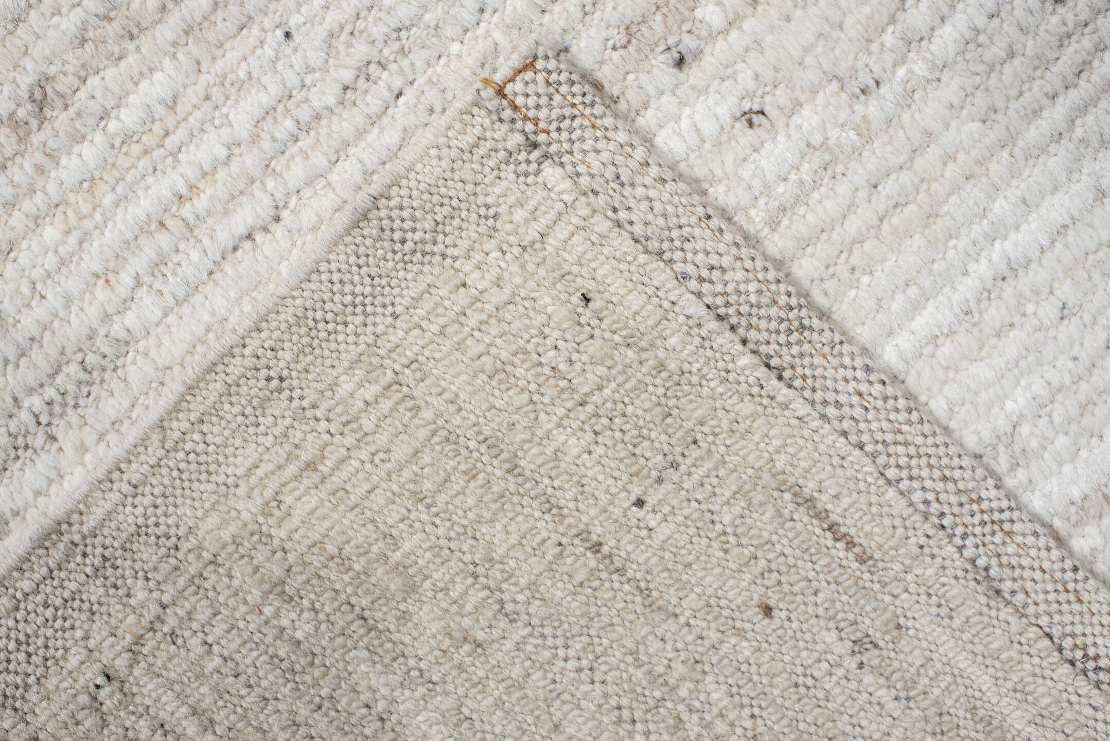 3' x 27' one-of-a-kind handmade vintage Tulu runner rug. Color palette: off-white, gray, light gray, pink, brown, white