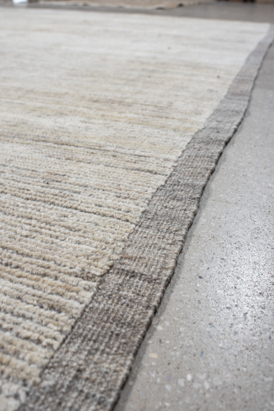 9' x 10' one-of-a-kind handmade vintage Tulu large size rug. Color palette: ivory, taupe, cream, beige, gray