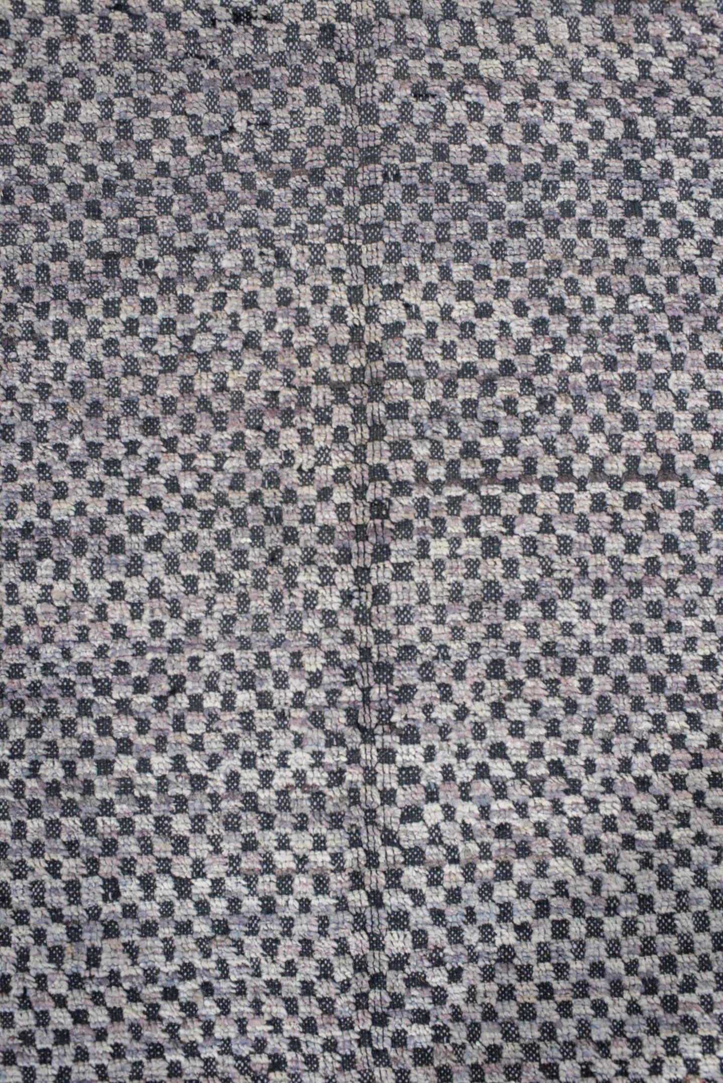 6' x 8' one-of-a-kind handmade vintage Tulu medium size rug. Color palette: ivory, charcoal, slate, taupe, gray, black