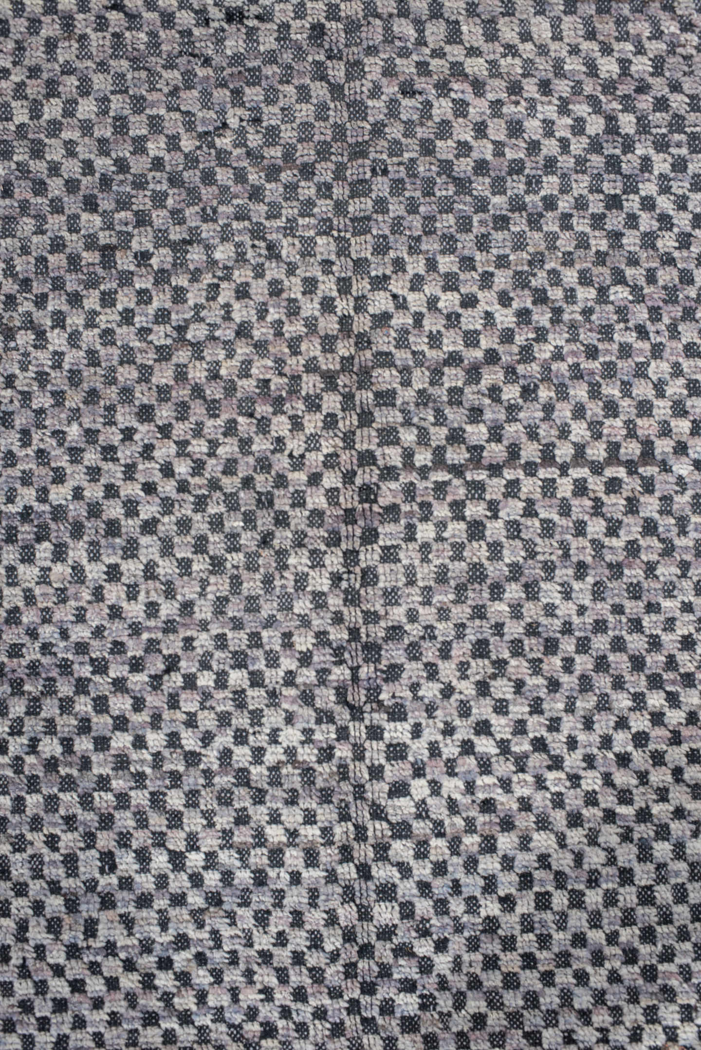 6' x 8' one-of-a-kind handmade vintage Tulu medium size rug. Color palette: ivory, charcoal, slate, taupe, gray, black