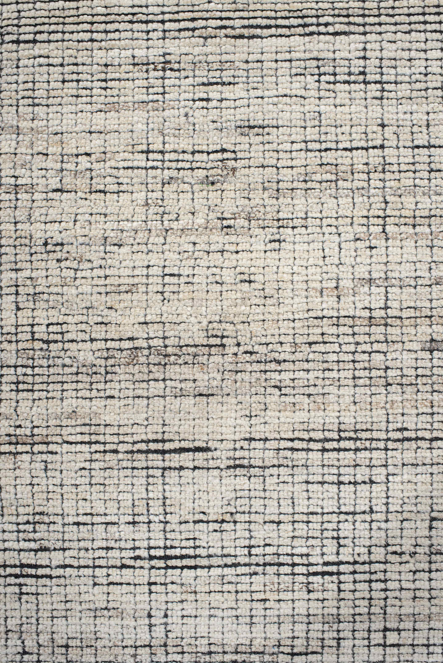 3' x 8' one-of-a-kind handmade vintage Tulu runner rug. Color palette: ivory, charcoal, black, cream, gray