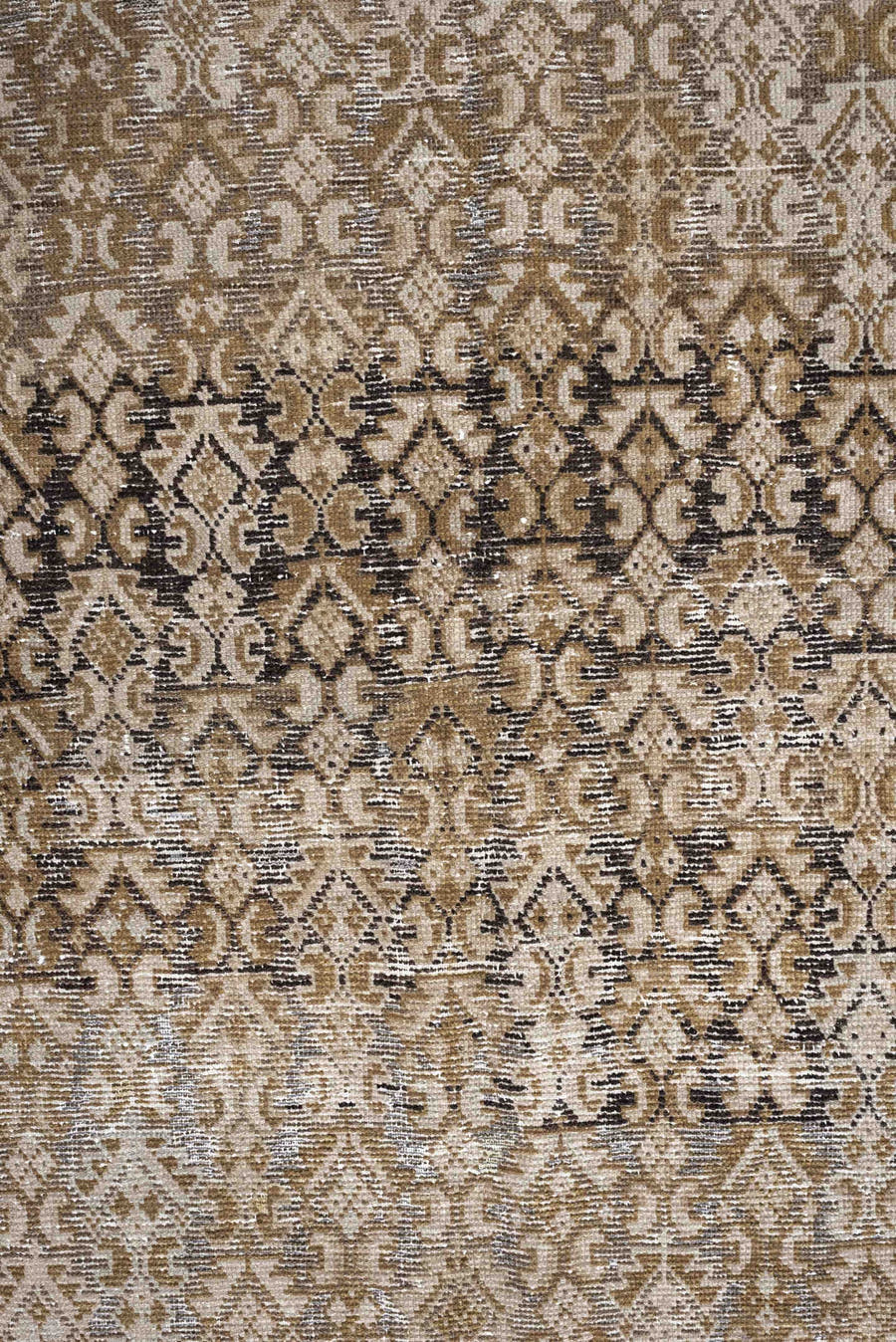 3' x 12' one-of-a-kind handmade antique Malayer runner rug. Color palette: taupe, ivory, camel, brown, slate, charcoal