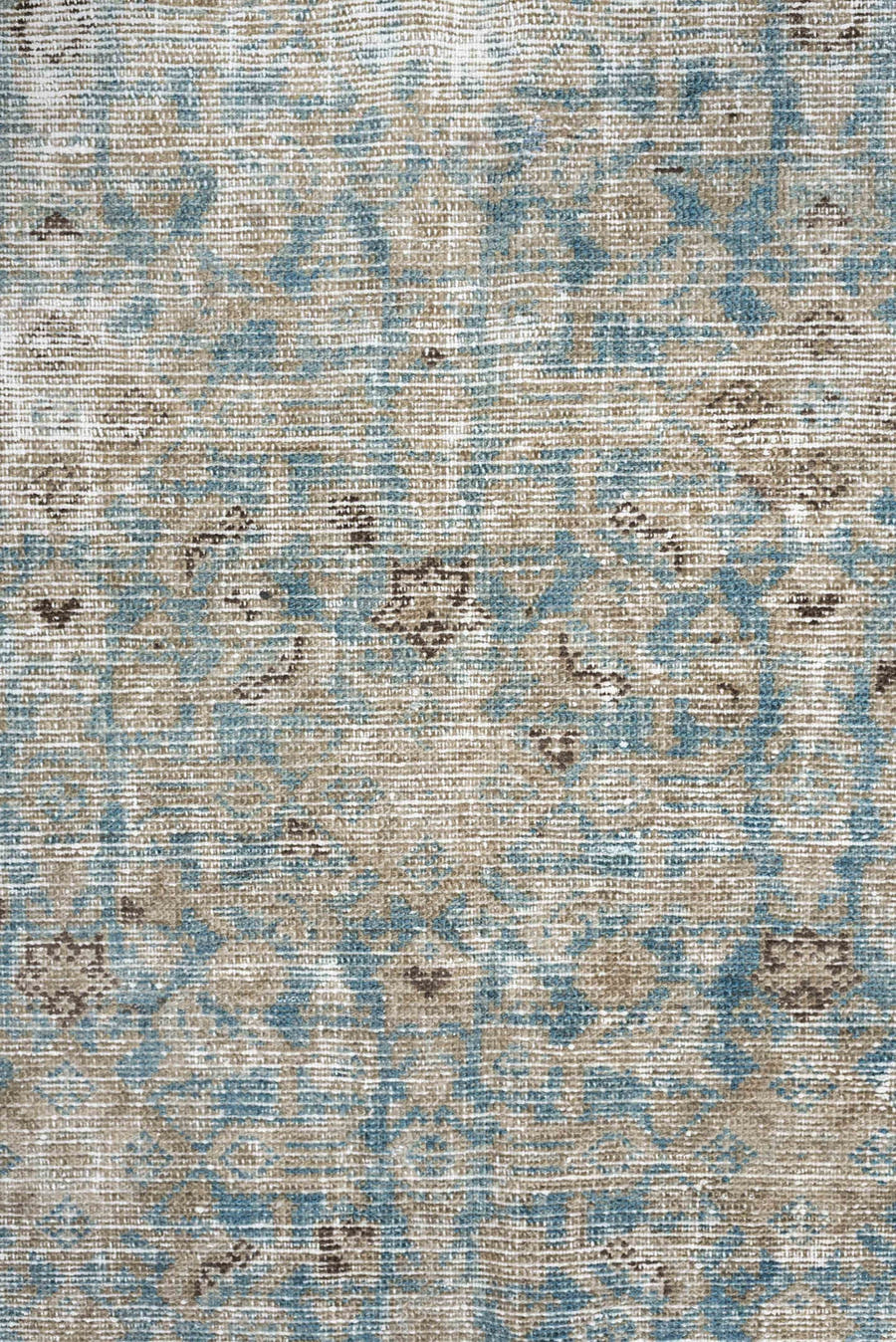 4' x 10' one-of-a-kind handmade antique Malayer runner rug. Color palette: ivory, aqua, taupe, beige, brown, gray, teal