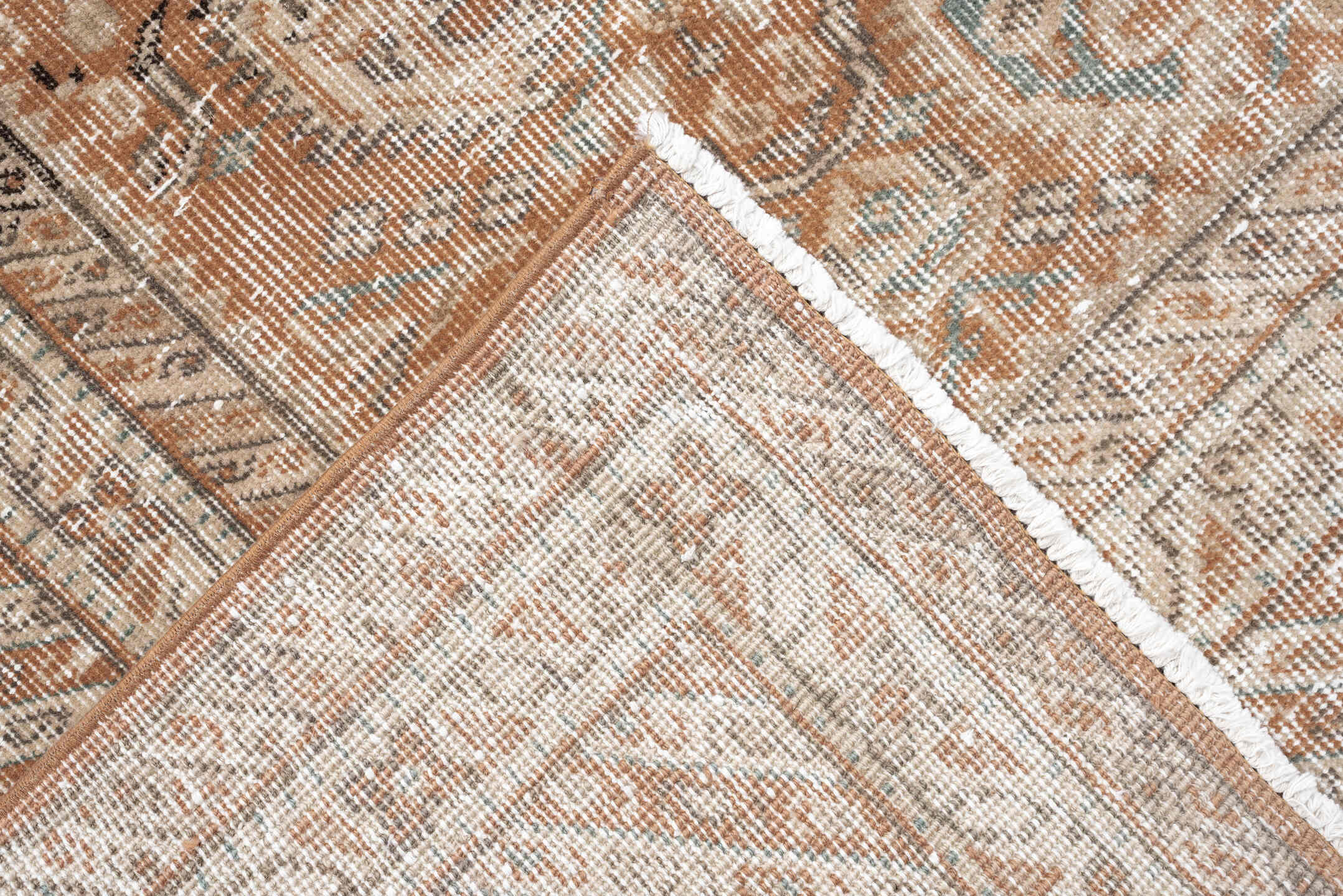 8' x 11' one-of-a-kind handmade antique Sparta large size rug. Color palette: terra cotta, ivory, beige, taupe, sage, camel