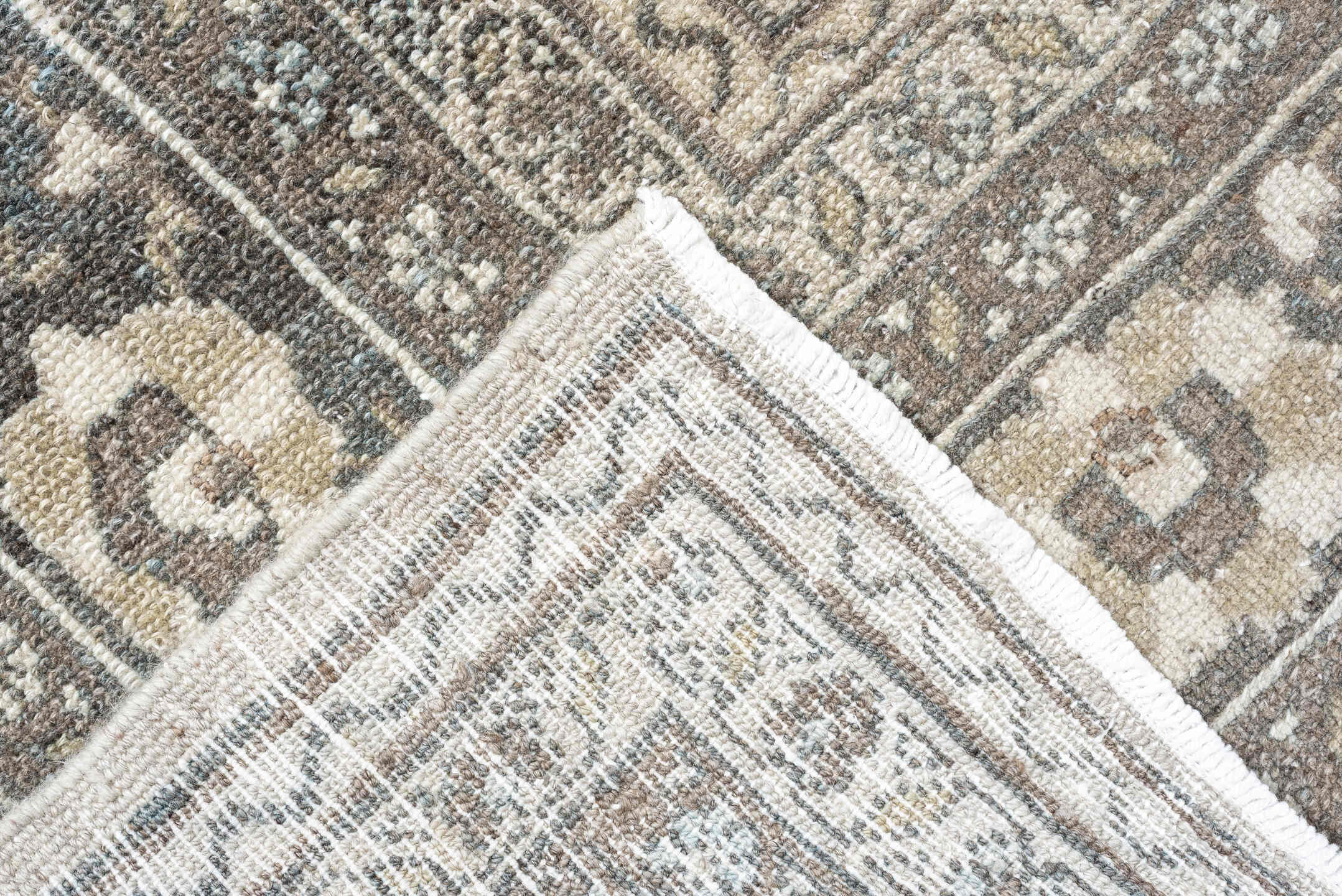 9' x 11' one-of-a-kind handmade antique Bibikabad large size rug. Color palette: ivory, taupe, slate, beige, camel, sage