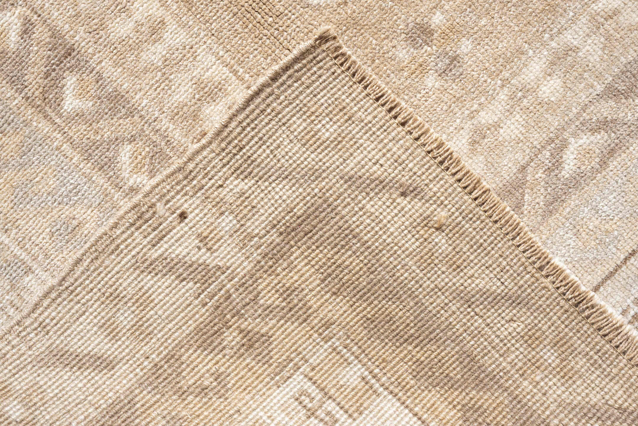 5' x 8' one-of-a-kind handmade antique Kars medium size rug. Color palette: ivory, camel, taupe, light gray, beige, sand