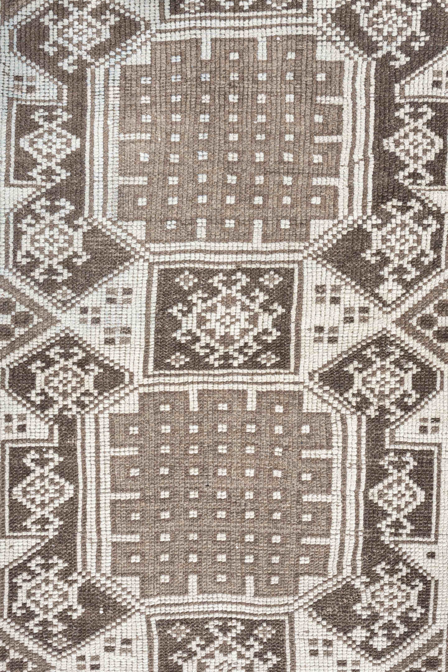 2' x 6' one-of-a-kind handmade antique Anatolian runner rug. Color palette: ivory, taupe, brown, camel, slate, beige, gray