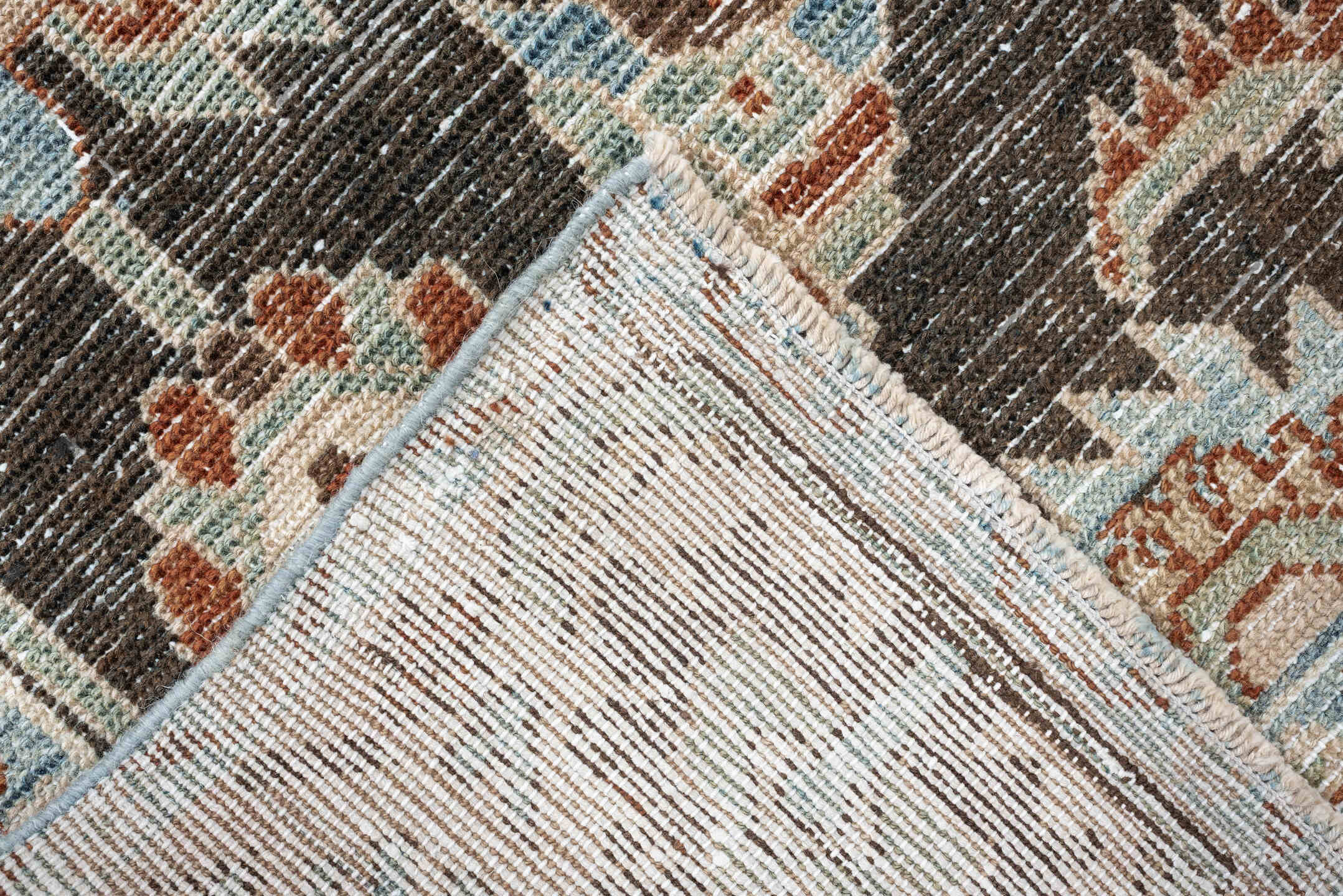 4' x 7' one-of-a-kind handmade antique Hamadan rug. Color palette: charcoal, ivory, light blue, rust, taupe, camel, gray
