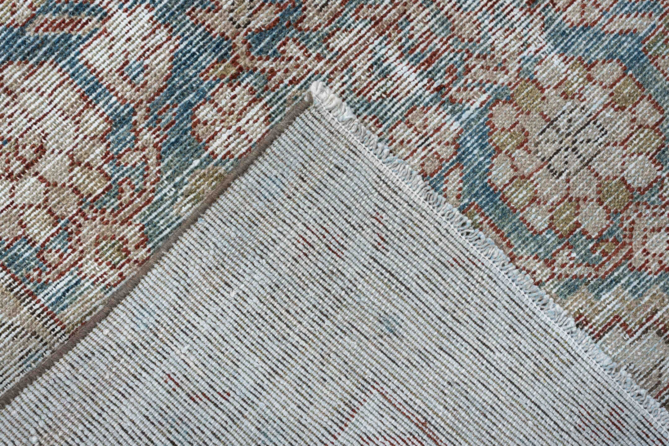 3' x 9' one-of-a-kind handmade antique Malayer runner rug. Color palette: ivory, sky blue, taupe, rose, beige, soft brown