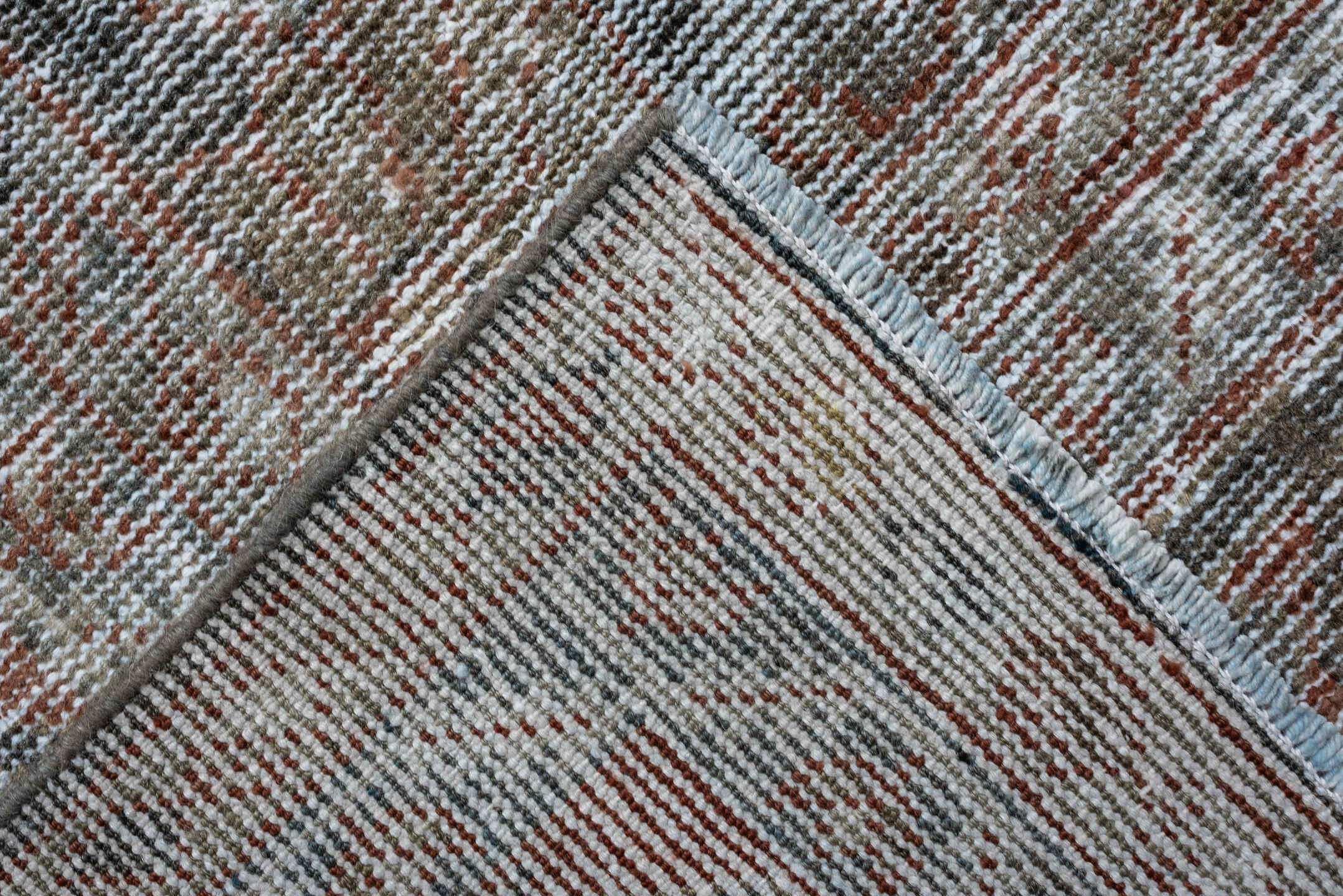 10' x 15' one-of-a-kind handmade antique Mahal oversize rug. Color palette: blue-gray, rust, ivory, taupe, slate, rose, gray
