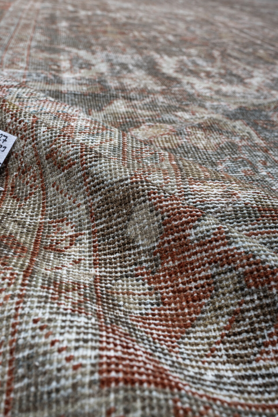 10' x 15' one-of-a-kind handmade antique Mahal oversize rug. Color palette: blue-gray, rust, ivory, taupe, slate, rose, gray