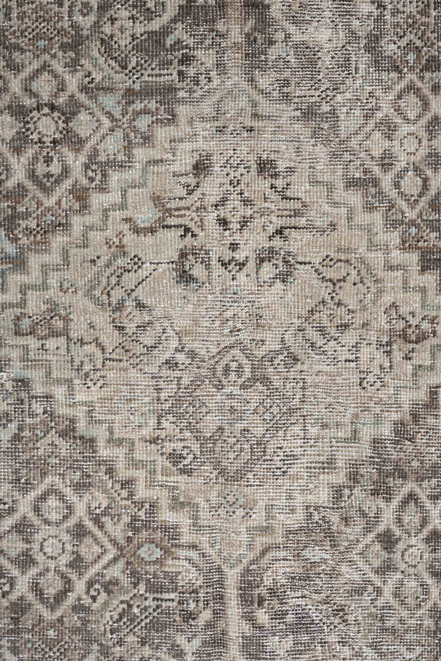 10' x 13' one-of-a-kind handmade antique Mahal large size rug. Color palette: taupe, ivory, light blue, beige, gray, camel