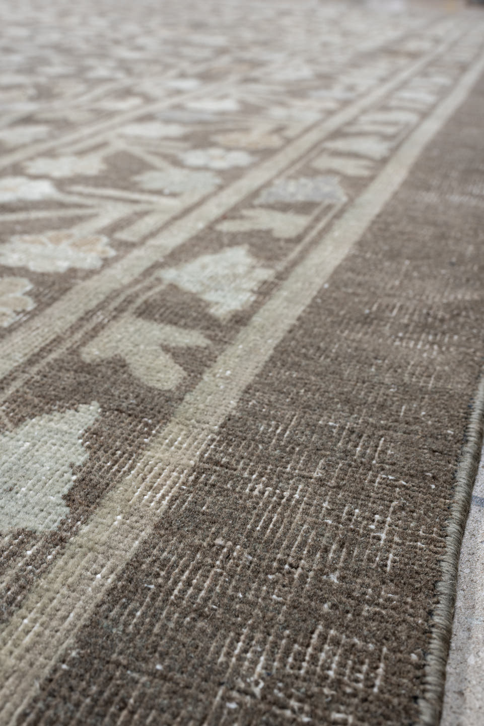 12' x 14' one-of-a-kind handmade vintage Khotan oversize rug. Color palette: taupe, ivory, beige, brown, camel, slate, gray
