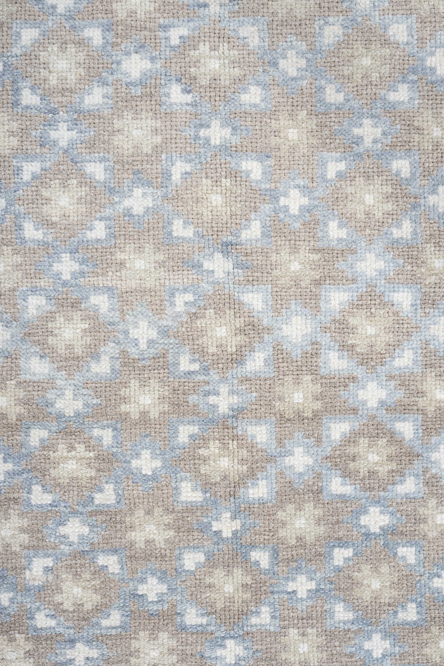 3' x 11' one-of-a-kind handmade vintage Oushak runner rug. Color palette: taupe, pale blue, ivory, beige, gray, light blue