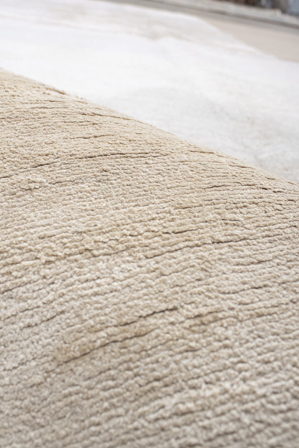 9' x 12' one-of-a-kind handmade handmade Modern large size rug. Color palette: ivory, beige, taupe, cream, camel, gray