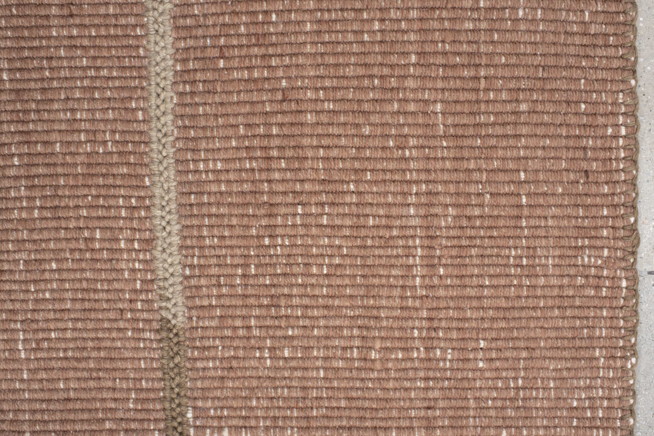 6' x 9' one-of-a-kind handmade vintage Flatweave medium size rug. Color palette: blush, taupe, ivory, camel, pink, beige