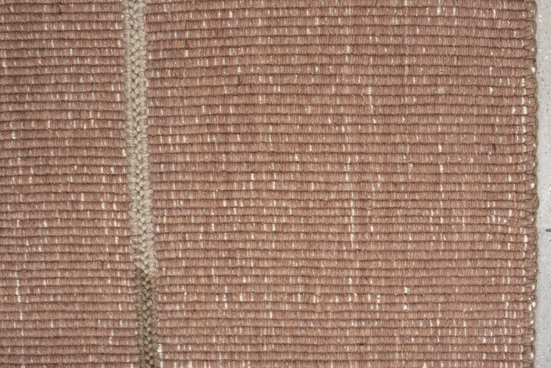 6' x 9' one-of-a-kind handmade vintage Flatweave medium size rug. Color palette: blush, taupe, ivory, camel, pink, beige