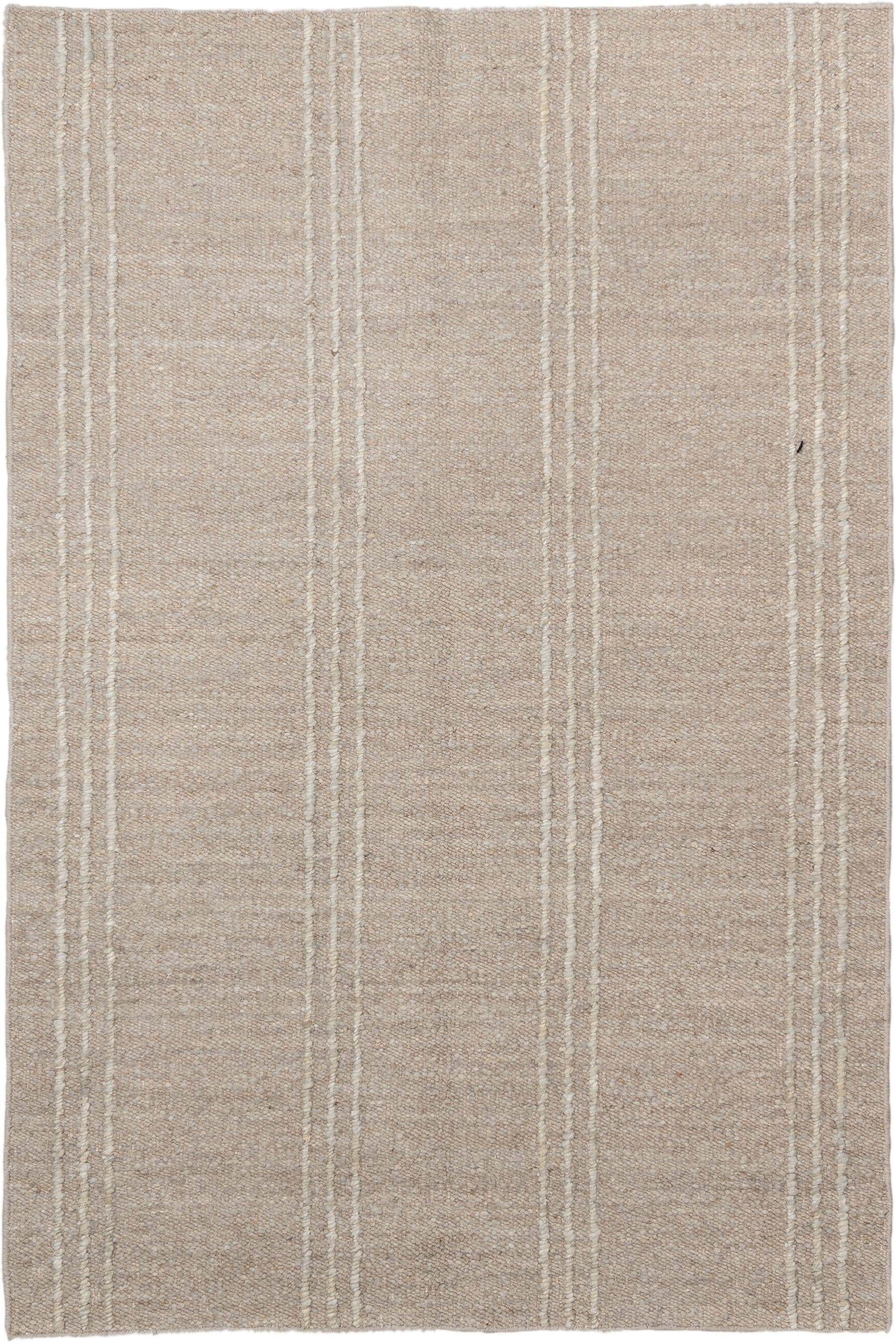 6' x 9' one-of-a-kind handmade vintage Flatweave medium size rug. Color palette: taupe, ivory, beige, cream, gray