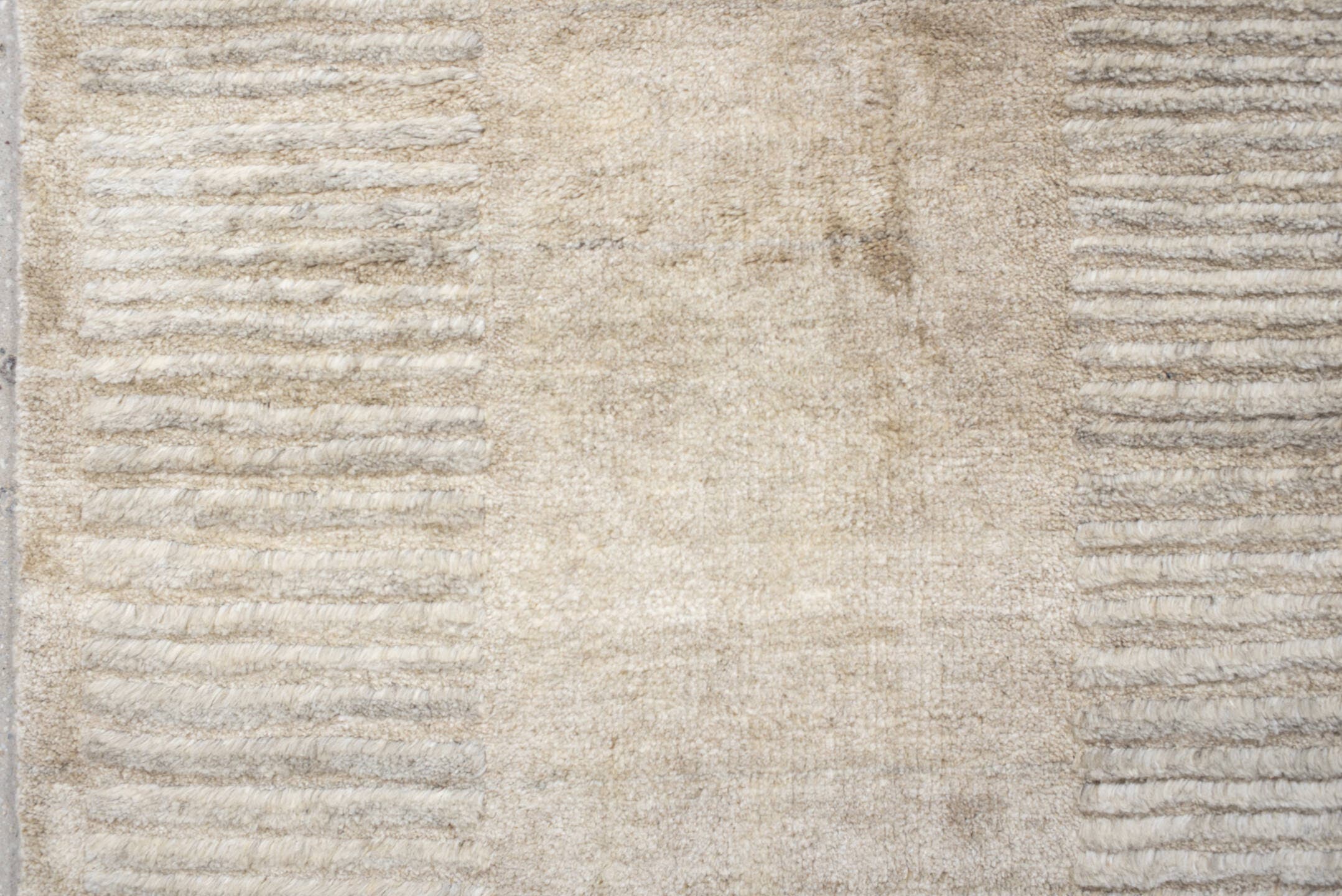 9' x 12' one-of-a-kind handmade handmade Contemporary large size rug. Color palette: ivory, beige, taupe, sage, cream, gray