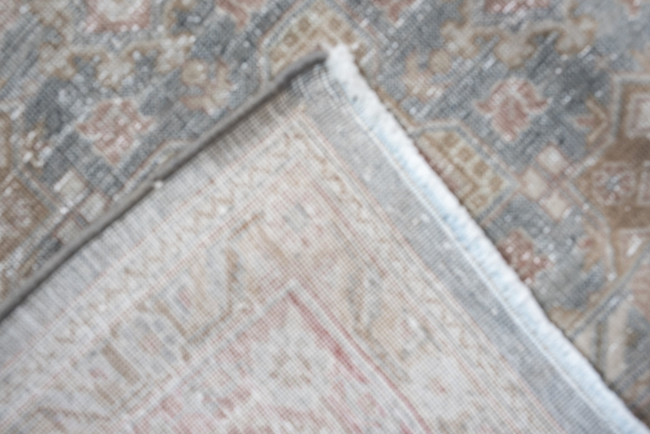 8' x 10' one-of-a-kind handmade vintage Sivas large size rug. Color palette: sky blue, ivory, rose, taupe, dusty coral