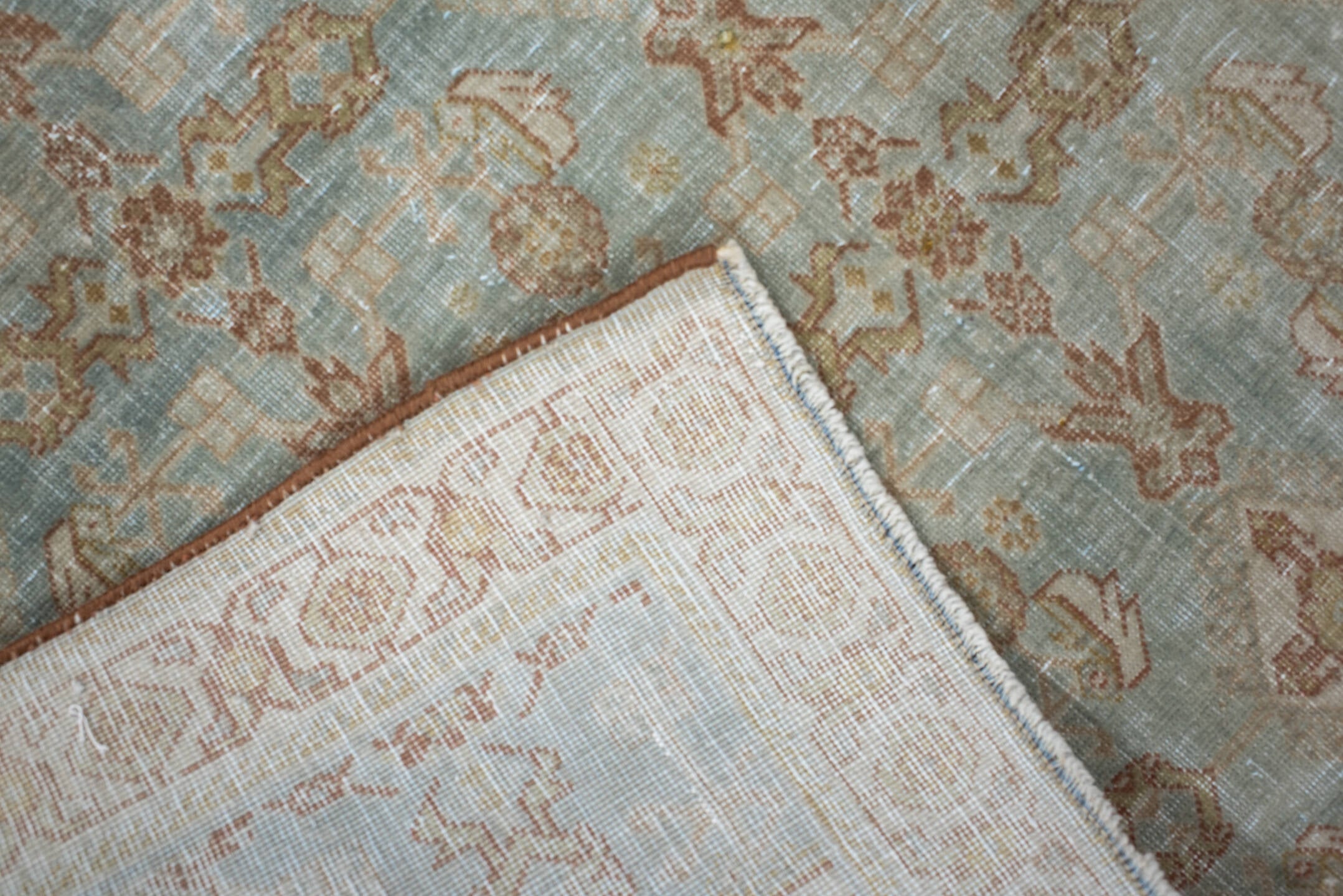 2' x 3' one-of-a-kind handmade vintage Qashqai small size rug. Color palette: pale blue, ivory, terra cotta, beige, camel