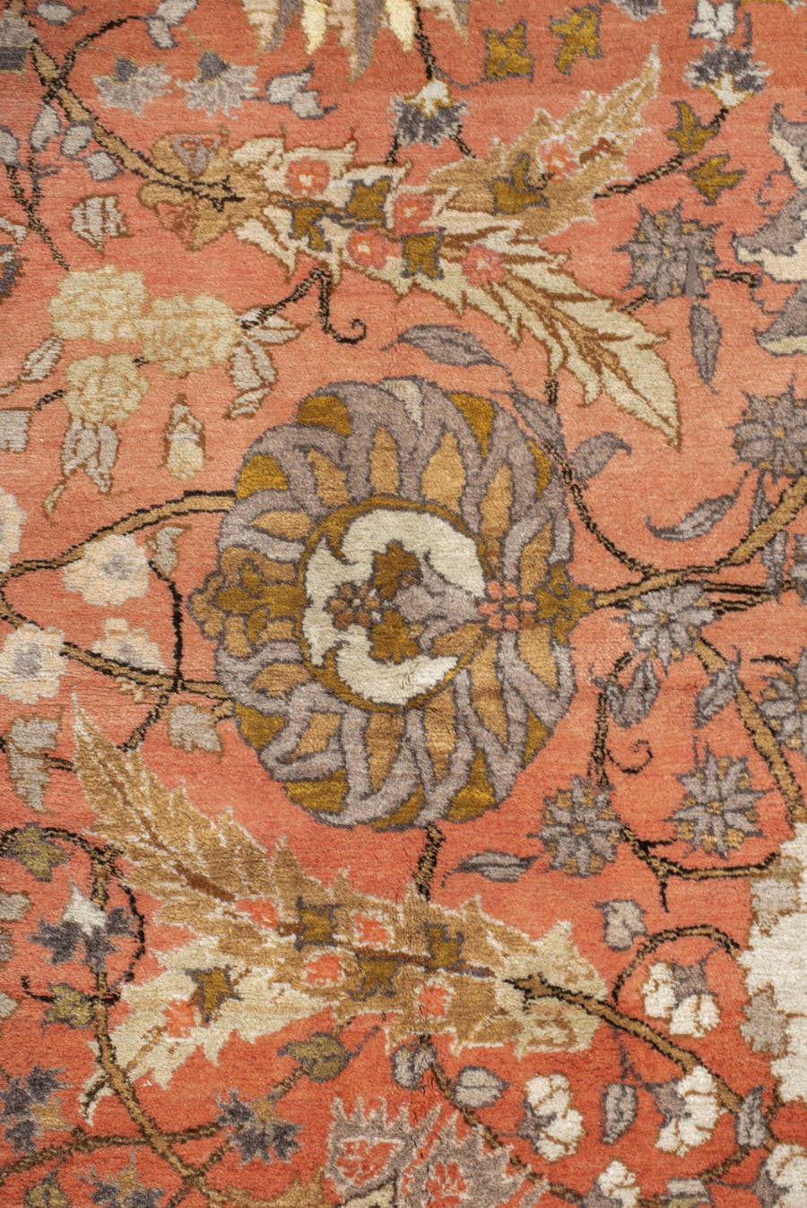 4' x 6' one-of-a-kind handmade vintage Bidjar small size rug. Color palette: coral, taupe, sage, ivory, camel, slate