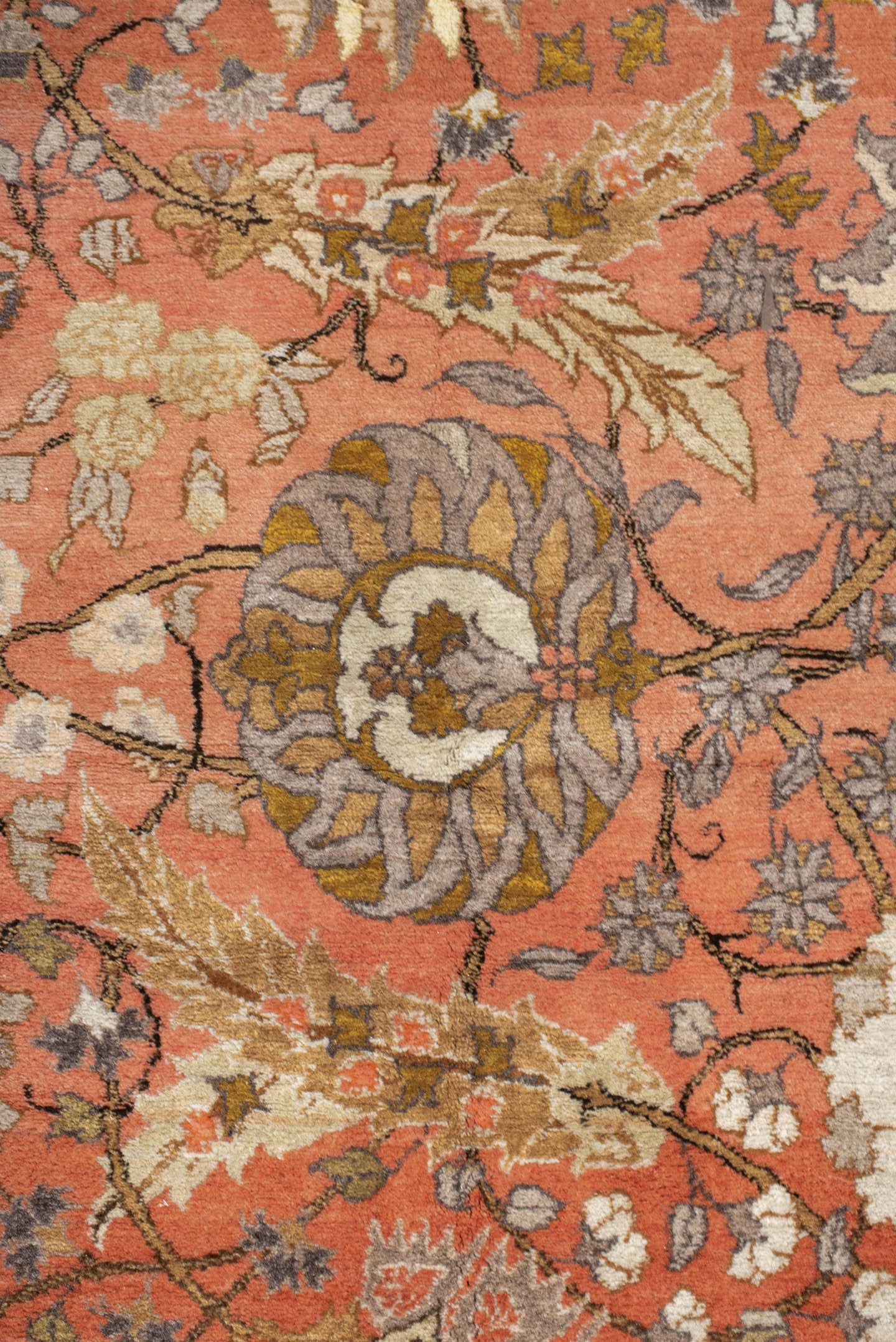 4' x 6' one-of-a-kind handmade vintage Bidjar small size rug. Color palette: coral, taupe, sage, ivory, camel, slate