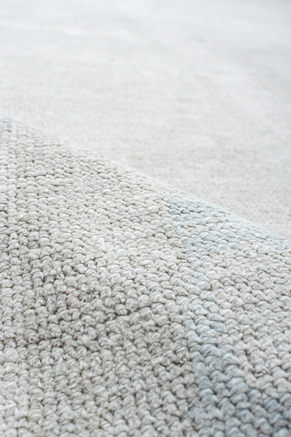 12' x 14' one-of-a-kind handmade vintage Oushak oversize rug. Color palette: ivory, pale blue, light gray, cream, light blue