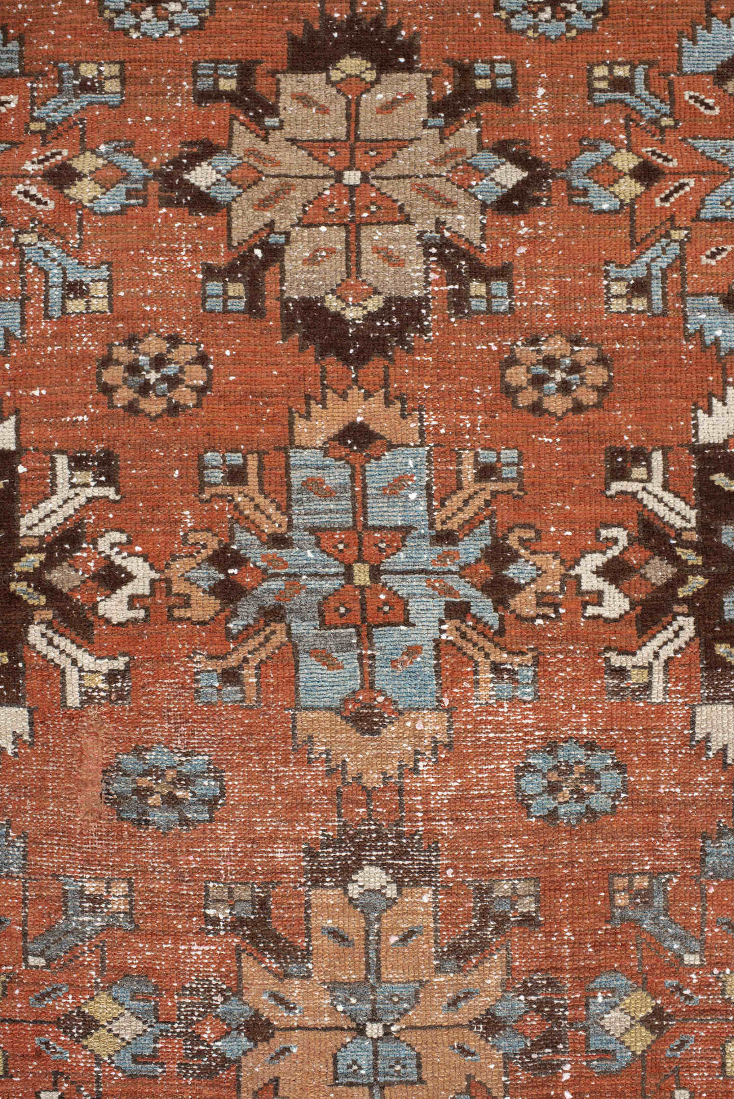 3' x 9' one-of-a-kind handmade vintage Malayer runner rug. Color palette: rust, camel, ivory, brown, slate, taupe, charcoal