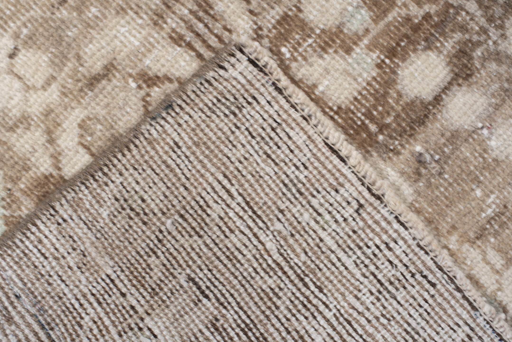 3' x 9' one-of-a-kind handmade antique Hamadan runner rug. Color palette: ivory, taupe, brown, beige, aqua, camel, gray