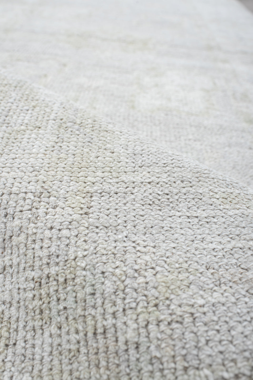 2' x 8' one-of-a-kind handmade vintage Oushak runner rug. Color palette: ivory, cream, taupe, beige, light gray, gray