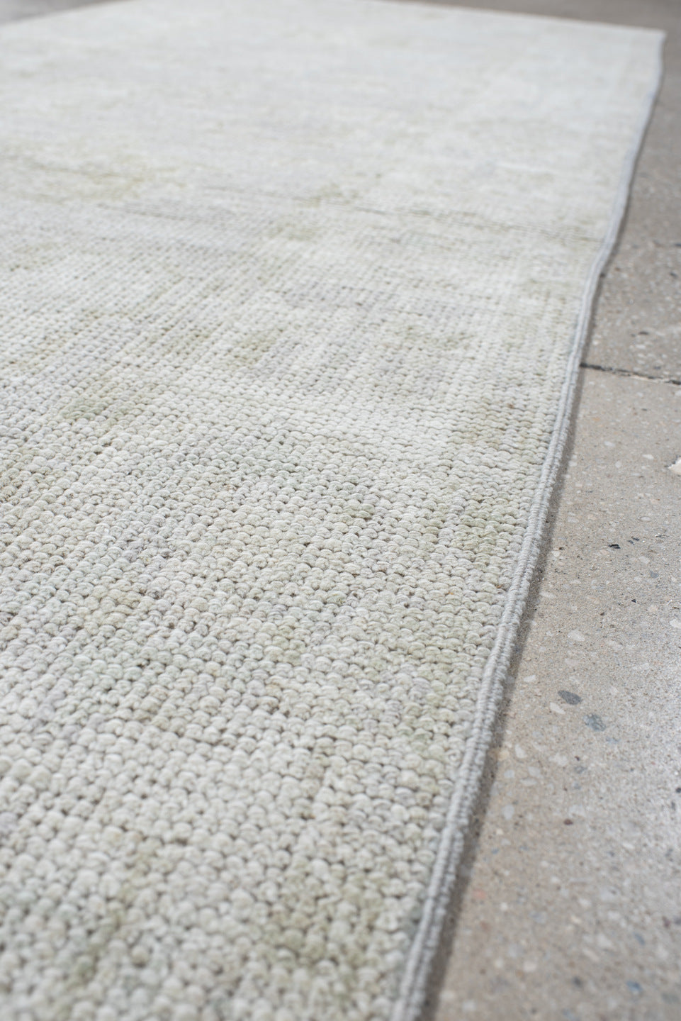 2' x 8' one-of-a-kind handmade vintage Oushak runner rug. Color palette: ivory, cream, taupe, beige, light gray, gray
