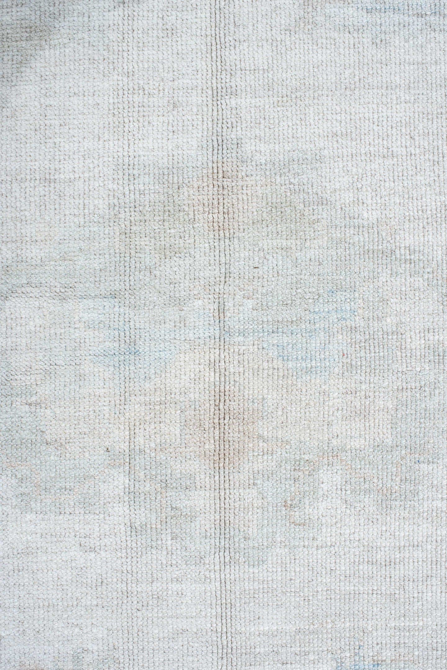 12' x 15' one-of-a-kind handmade vintage Oushak oversize rug. Color palette: ivory, pale blue, taupe, cream, sage