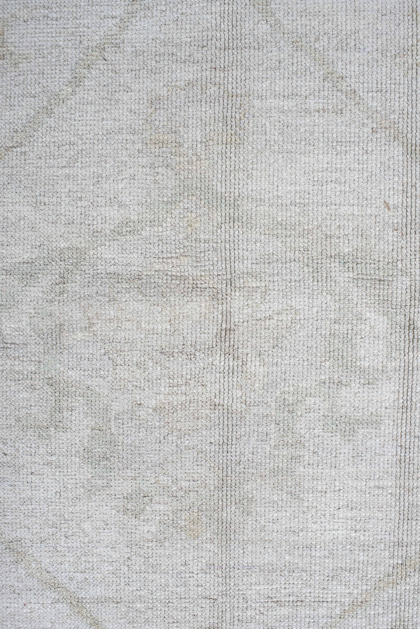 10' x 14' one-of-a-kind handmade vintage Oushak large size rug. Color palette: ivory, cream, taupe, beige, pale sage, gray