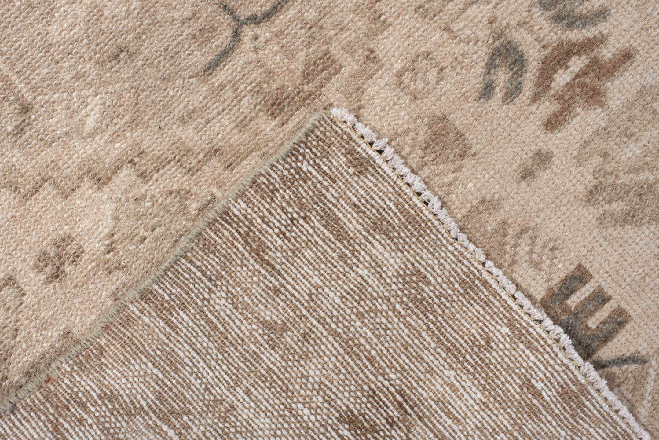 3' x 9' one-of-a-kind handmade antique Hamadan runner rug. Color palette: beige, ivory, taupe, camel, brown, sage, charcoal