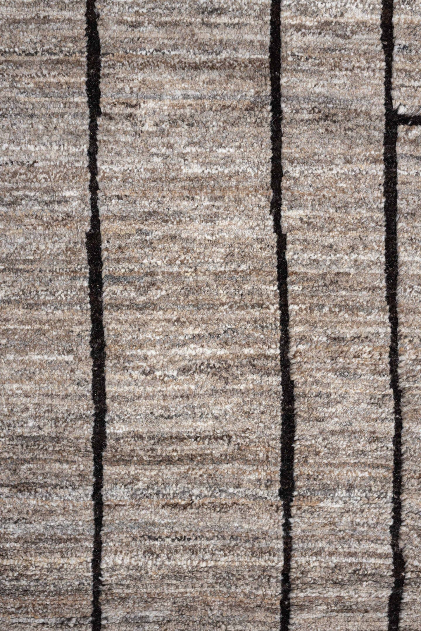 9' x 11' one-of-a-kind handmade vintage Moroccan large size rug. Color palette: taupe, ivory, charcoal, greige, stone, beige