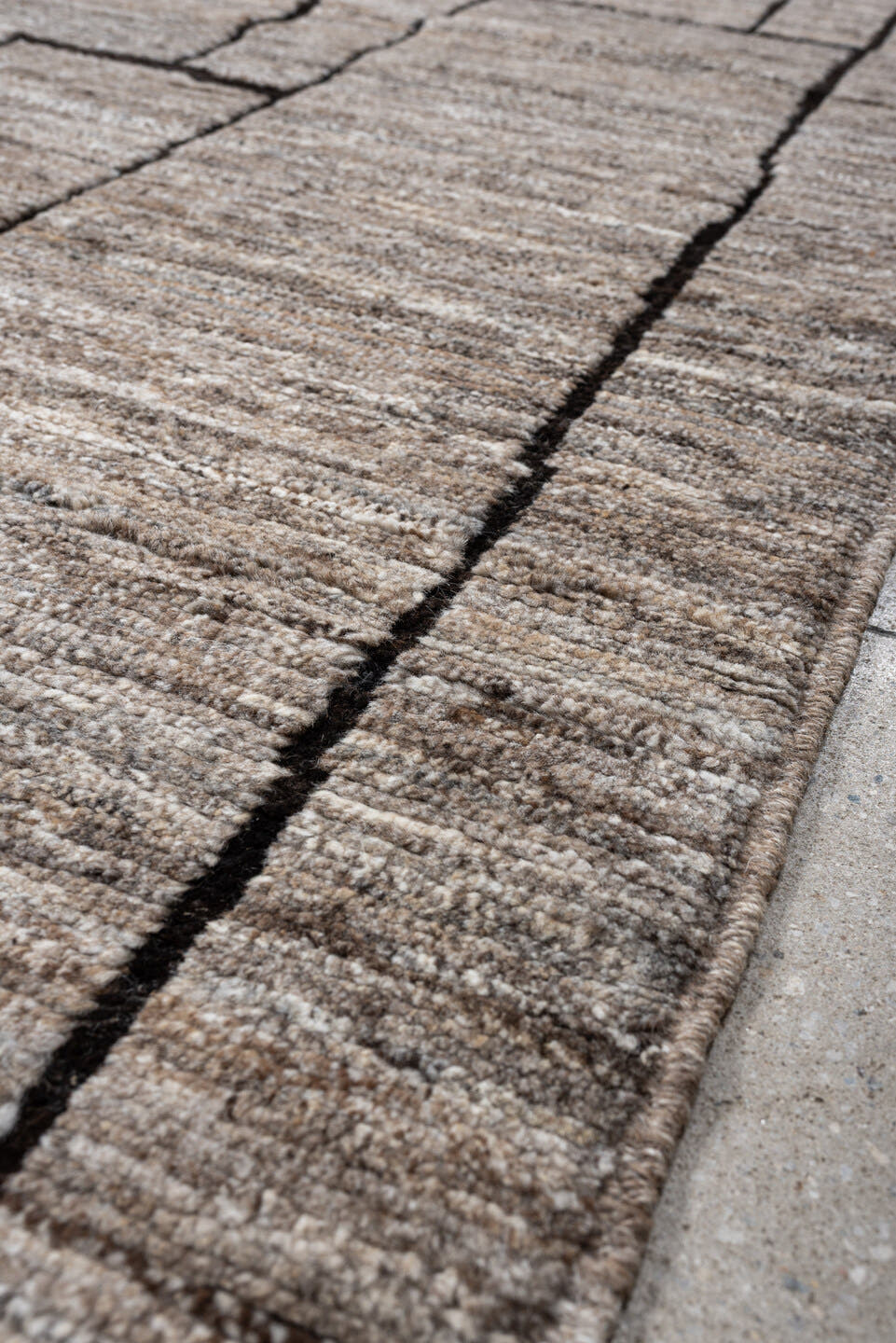 9' x 11' one-of-a-kind handmade vintage Moroccan large size rug. Color palette: taupe, ivory, charcoal, greige, stone, beige