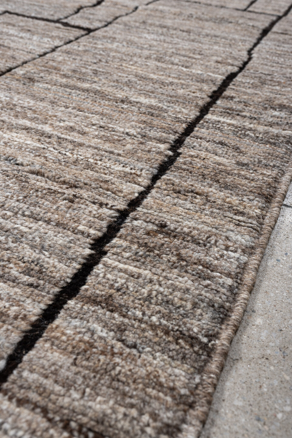 9' x 11' one-of-a-kind handmade vintage Moroccan large size rug. Color palette: taupe, ivory, charcoal, greige, stone, beige