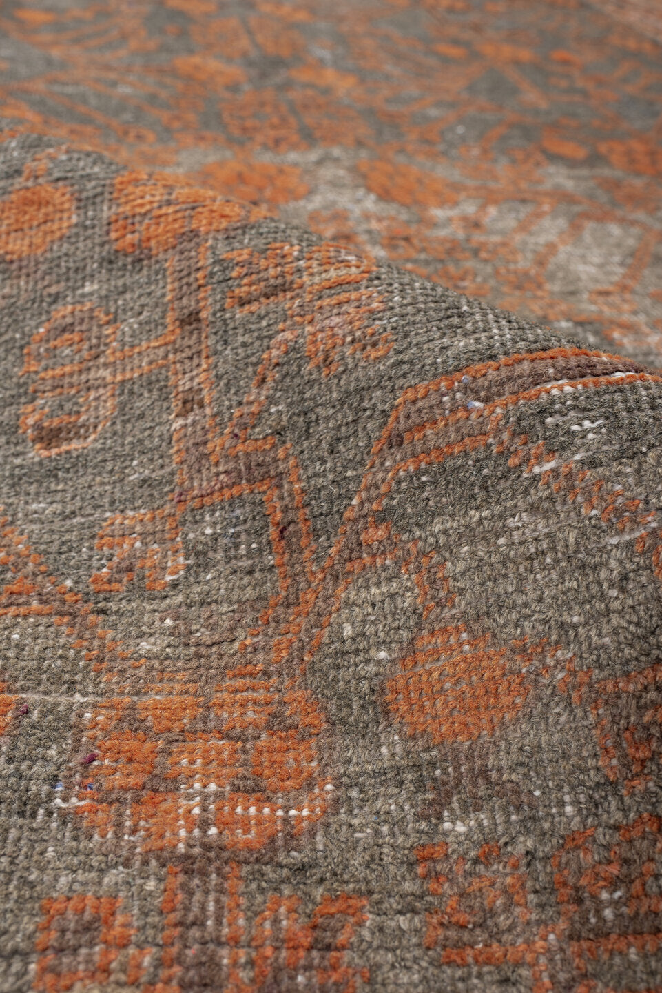 5' x 11' one-of-a-kind handmade antique Khotan large size rug. Color palette: taupe, terra cotta, charcoal, ivory, camel