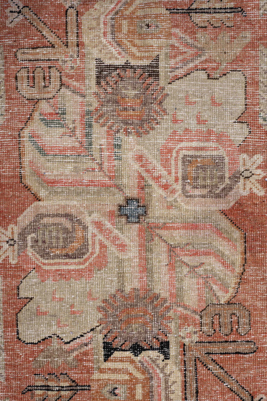 5' x 8' one-of-a-kind handmade vintage Khotan medium size rug. Color palette: terra cotta, ivory, taupe, slate, blush, camel