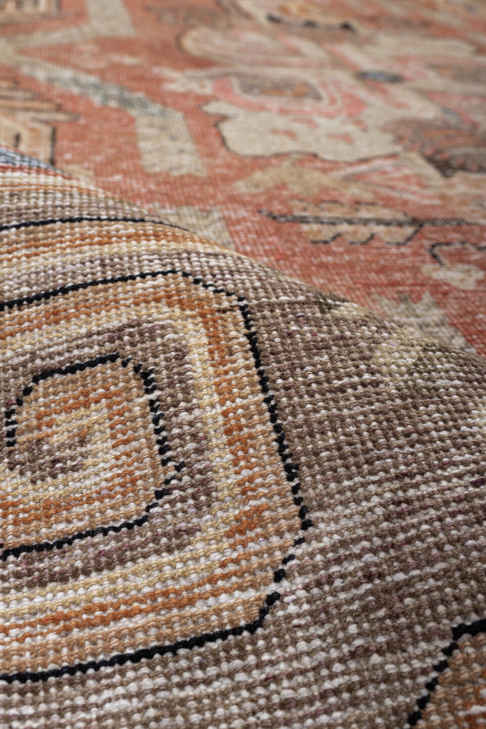 5' x 8' one-of-a-kind handmade vintage Khotan medium size rug. Color palette: terra cotta, ivory, taupe, slate, blush, camel