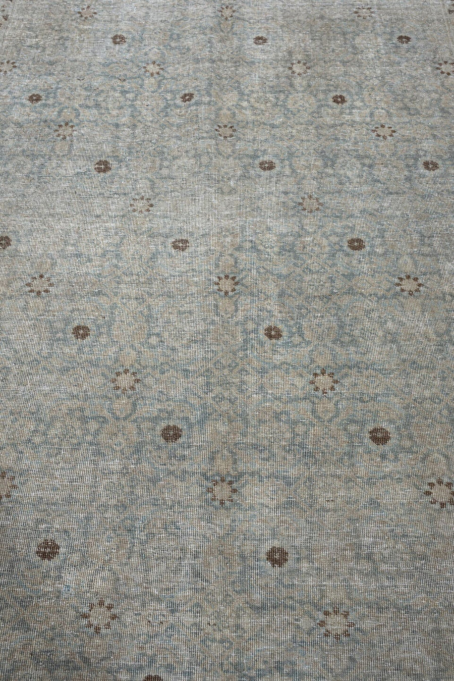 5' x 9' one-of-a-kind handmade antique Tabriz medium size rug. Color palette: blue gray, ivory, taupe, brown, charcoal