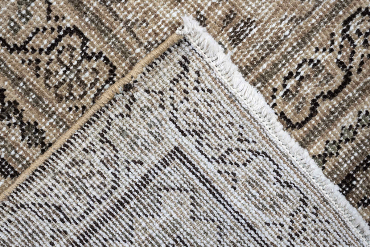 8' x 11' one-of-a-kind handmade antique Mahal large size rug. Color palette: taupe, ivory, charcoal, beige, gray, camel