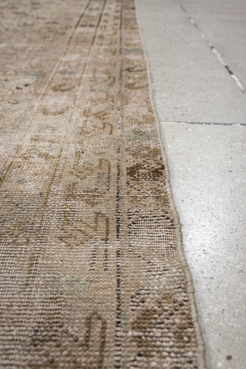 3' x 10' one-of-a-kind handmade antique Malayer runner rug. Color palette: taupe, ivory, beige, charcoal, sage, camel, brown