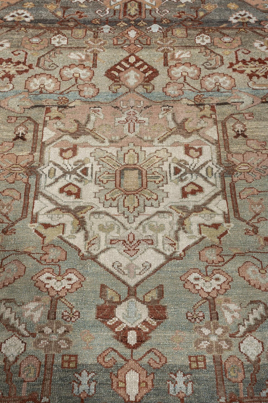 4' x 6' one-of-a-kind handmade antique Hamadan small size rug. Color palette: sage, dusty rose, ivory, taupe, rust, camel